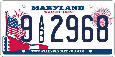 MD license plate 9AB2968