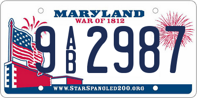 MD license plate 9AB2987