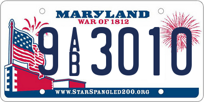 MD license plate 9AB3010