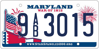 MD license plate 9AB3015