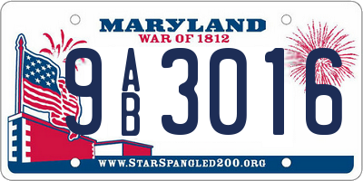 MD license plate 9AB3016