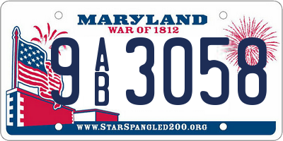 MD license plate 9AB3058
