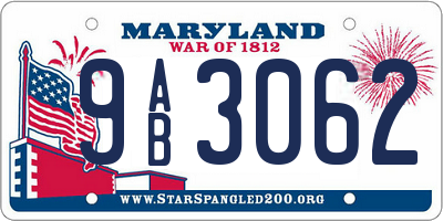 MD license plate 9AB3062