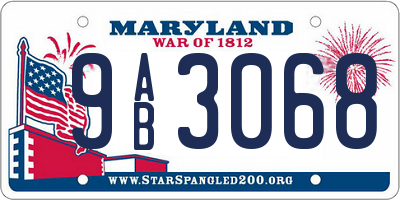 MD license plate 9AB3068