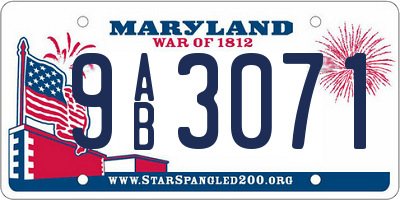 MD license plate 9AB3071