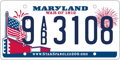 MD license plate 9AB3108