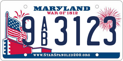 MD license plate 9AB3123