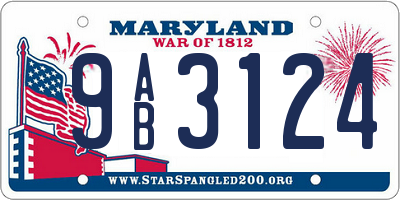 MD license plate 9AB3124