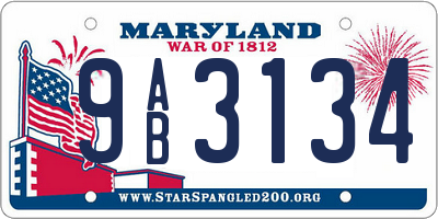 MD license plate 9AB3134