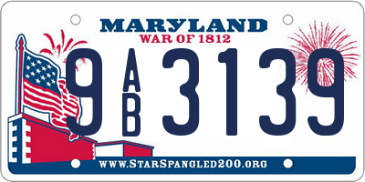 MD license plate 9AB3139