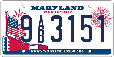 MD license plate 9AB3151