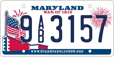 MD license plate 9AB3157