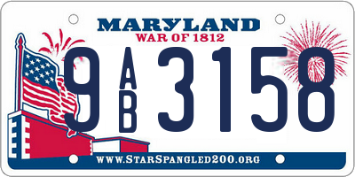 MD license plate 9AB3158