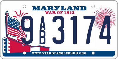 MD license plate 9AB3174