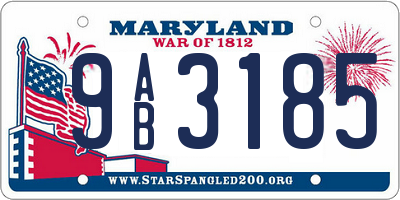 MD license plate 9AB3185