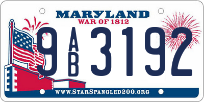 MD license plate 9AB3192