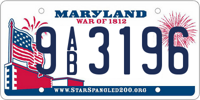 MD license plate 9AB3196