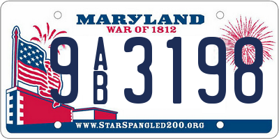 MD license plate 9AB3198