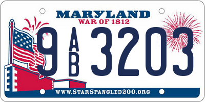 MD license plate 9AB3203