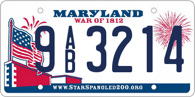 MD license plate 9AB3214