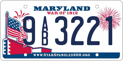 MD license plate 9AB3221