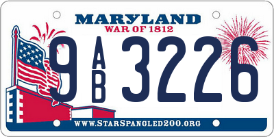 MD license plate 9AB3226