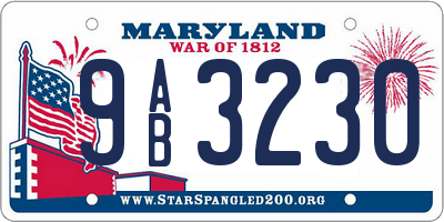 MD license plate 9AB3230