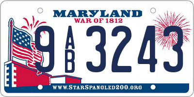 MD license plate 9AB3243