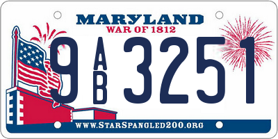 MD license plate 9AB3251