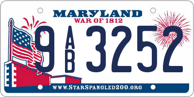 MD license plate 9AB3252