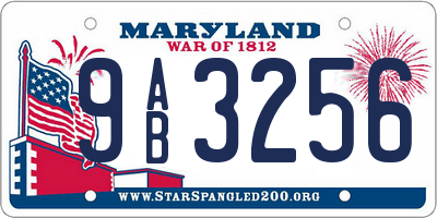 MD license plate 9AB3256