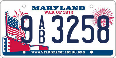MD license plate 9AB3258