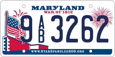 MD license plate 9AB3262