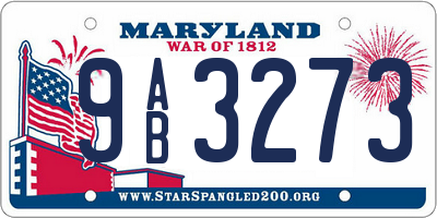 MD license plate 9AB3273