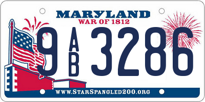 MD license plate 9AB3286