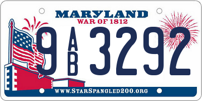 MD license plate 9AB3292
