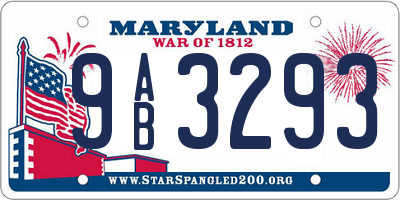 MD license plate 9AB3293