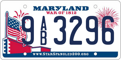MD license plate 9AB3296