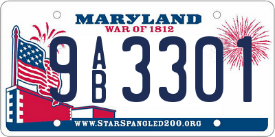 MD license plate 9AB3301
