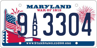 MD license plate 9AB3304