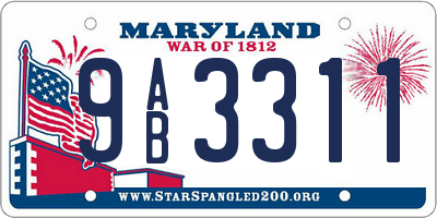 MD license plate 9AB3311