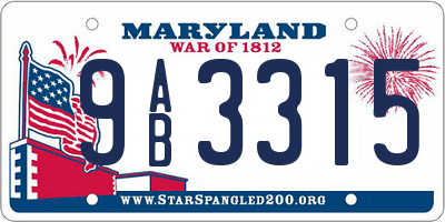 MD license plate 9AB3315
