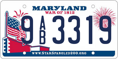 MD license plate 9AB3319