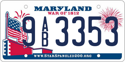 MD license plate 9AB3353