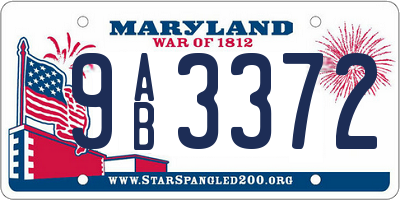 MD license plate 9AB3372