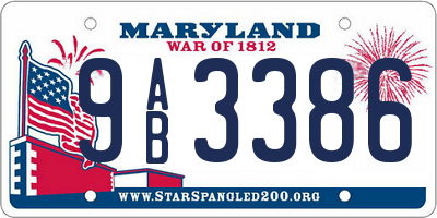 MD license plate 9AB3386
