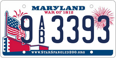 MD license plate 9AB3393