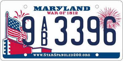 MD license plate 9AB3396