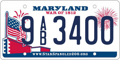 MD license plate 9AB3400