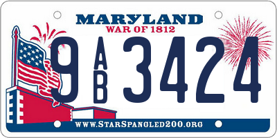 MD license plate 9AB3424